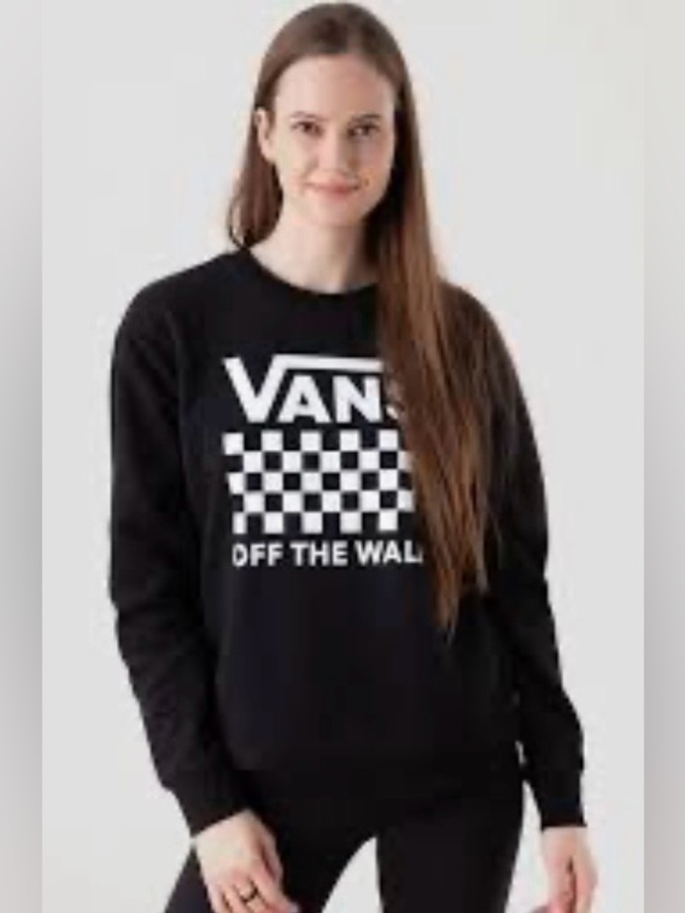 Vans Black & White casual women’s Checkerboard Crewneck Sweatshirt NWT 60%cotton